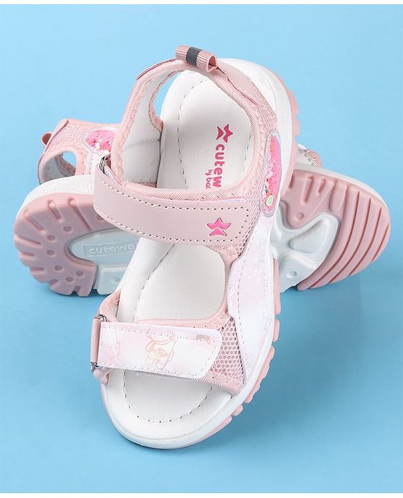 Cute Walk by Babyhug Sandal with Velcro Closure Heart Patch - Pink