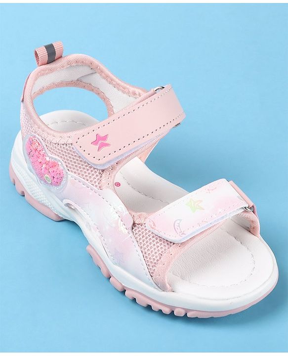 Cute Walk by Babyhug Sandal with Velcro Closure Heart Patch - Pink