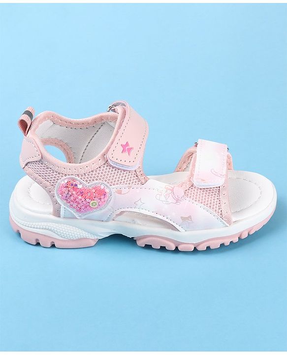 Cute Walk by Babyhug Sandal with Velcro Closure Heart Patch - Pink