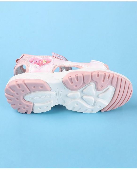 Cute Walk by Babyhug Sandal with Velcro Closure Heart Patch - Pink