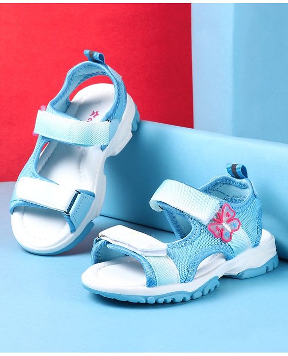 Cute Walk by Babyhug Sandals With Velcro Closure Butterfly Applique - Blue & White