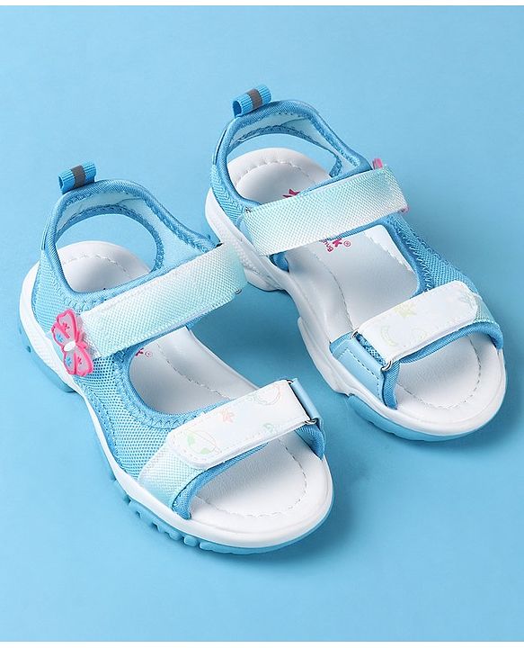 Cute Walk by Babyhug Sandals With Velcro Closure Butterfly Applique - Blue & White