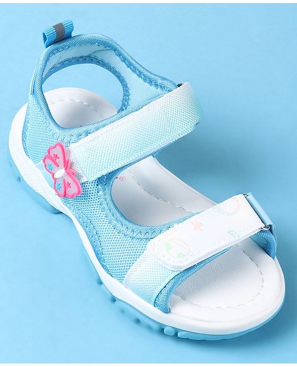 Cute Walk by Babyhug Sandals With Velcro Closure Butterfly Applique - Blue & White