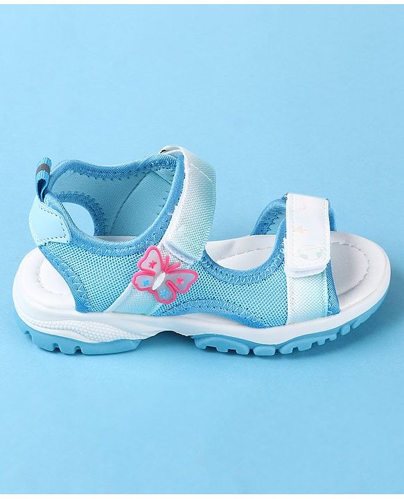 Cute Walk by Babyhug Sandals With Velcro Closure Butterfly Applique - Blue & White