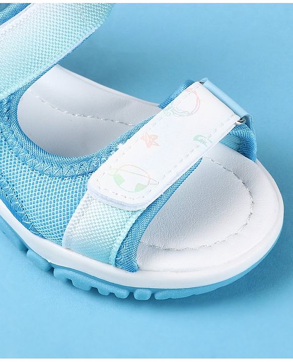 Cute Walk by Babyhug Sandals With Velcro Closure Butterfly Applique - Blue & White