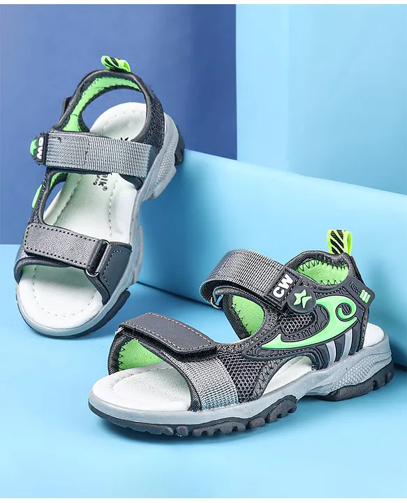 Buy Cute Walk by Babyhug Sandals Velcro Closure Grey Green for