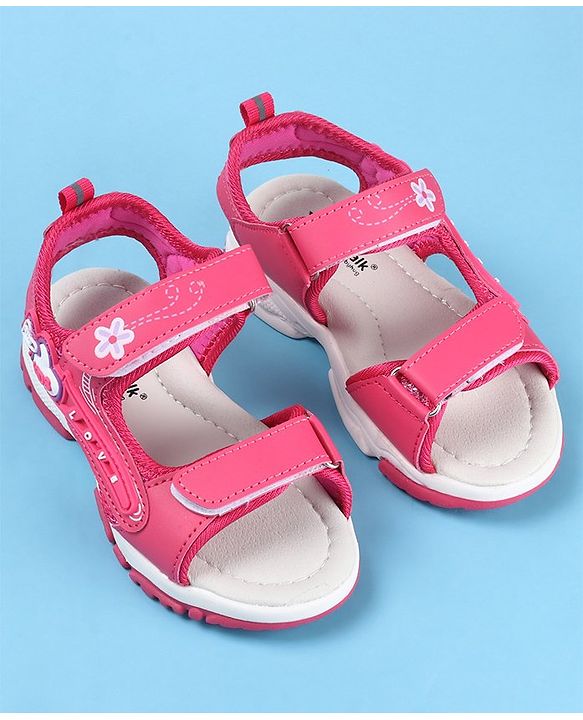 Cute Walk by Babyhug Sandal Velcro Closure Heart Patch - Fuchsia