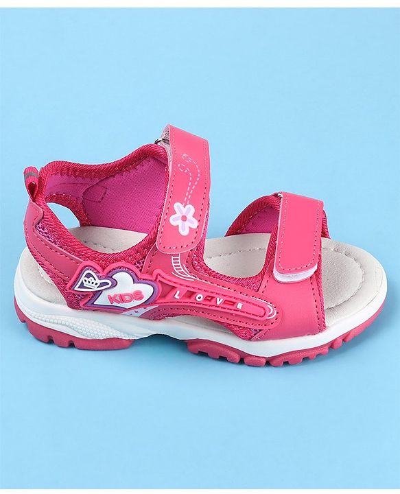 Cute Walk by Babyhug Sandal Velcro Closure Heart Patch - Fuchsia