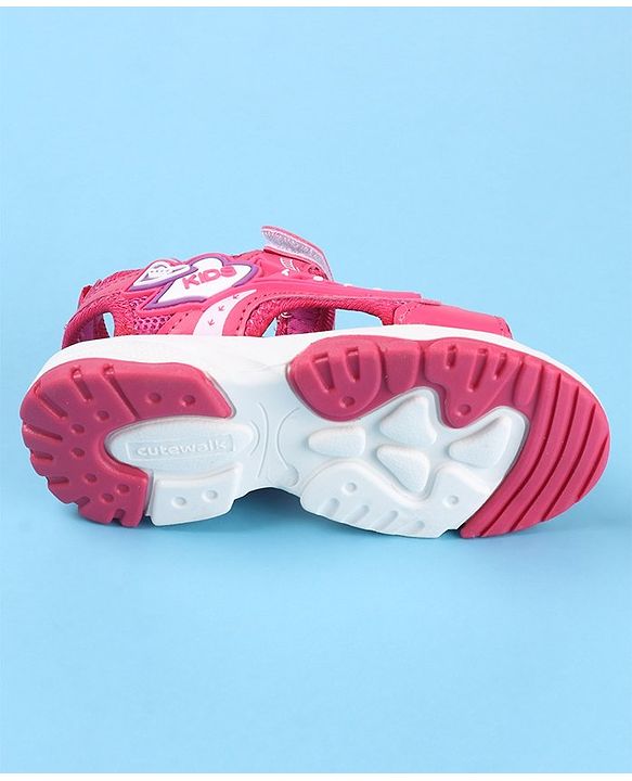 Cute Walk by Babyhug Sandal Velcro Closure Heart Patch - Fuchsia