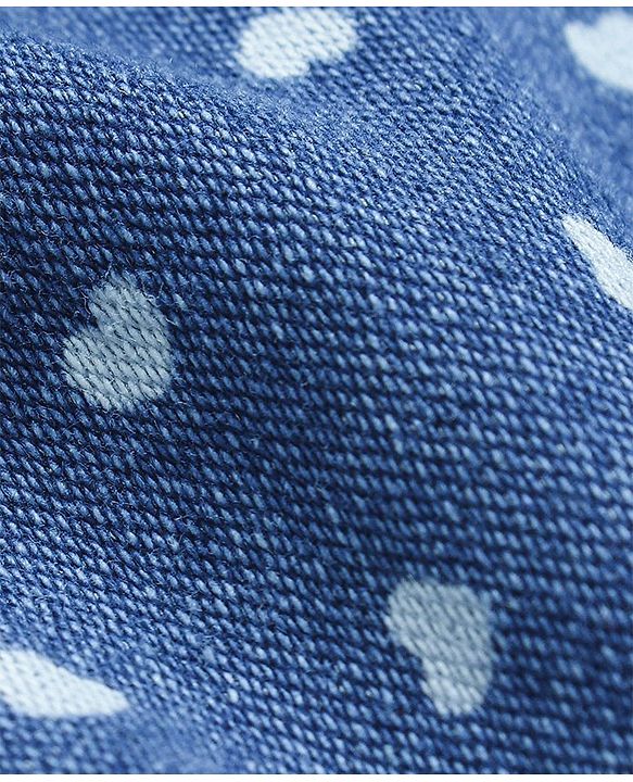 Babyhug Denim Frock With Knit Half Sleeves Inner Tee - Blue