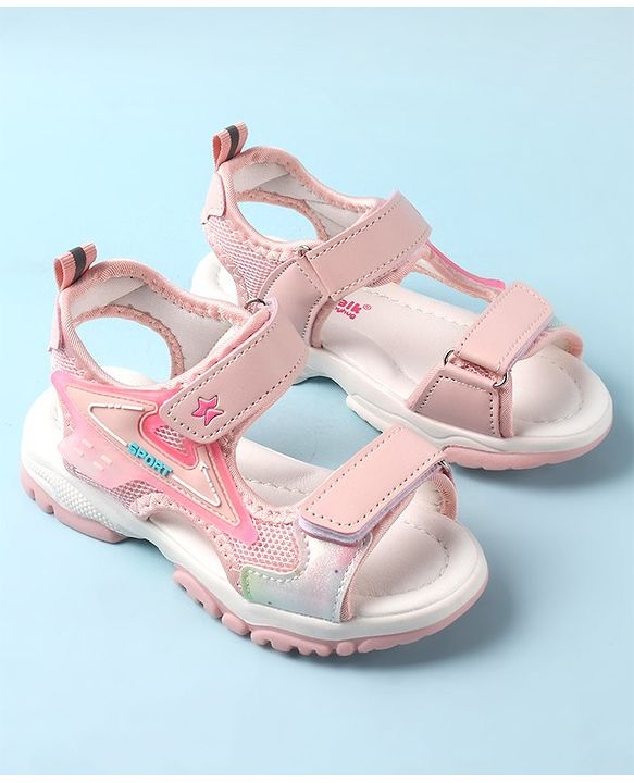 Cute Walk by Babyhug Sandal with Velcro Closure - Light Pink & White