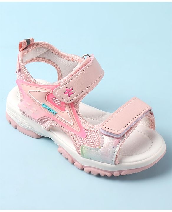 Cute Walk by Babyhug Sandal with Velcro Closure - Light Pink & White