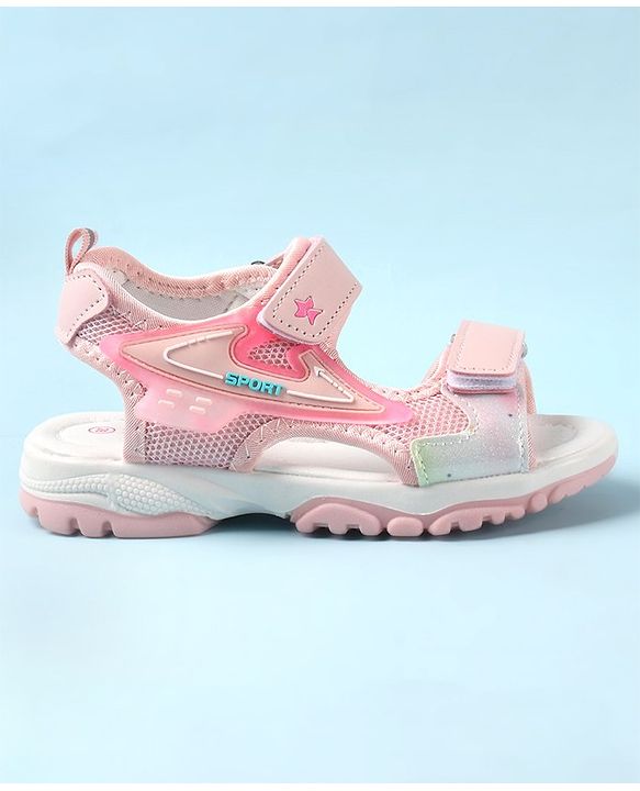Cute Walk by Babyhug Sandal with Velcro Closure - Light Pink & White