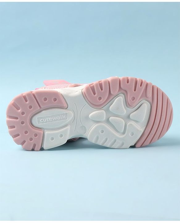 Cute Walk by Babyhug Sandal with Velcro Closure - Light Pink & White