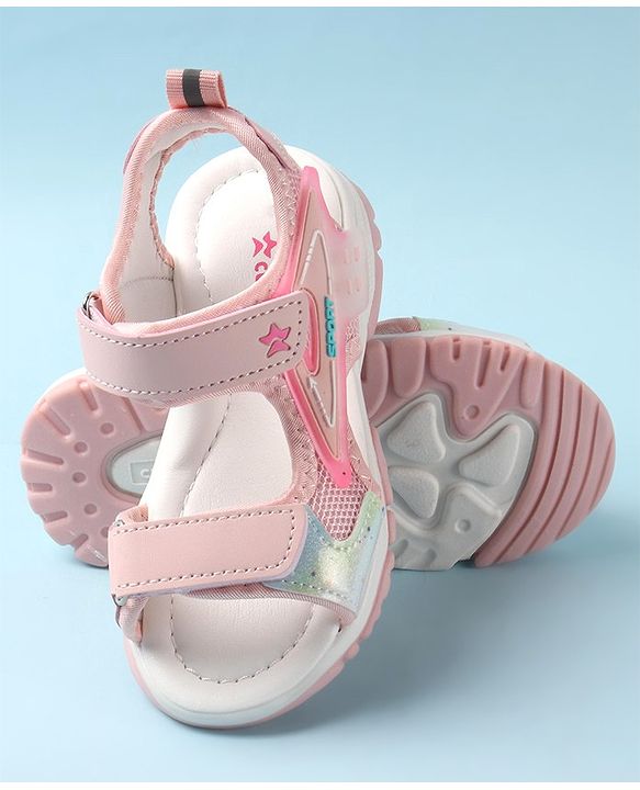 Cute Walk by Babyhug Sandal with Velcro Closure - Light Pink & White