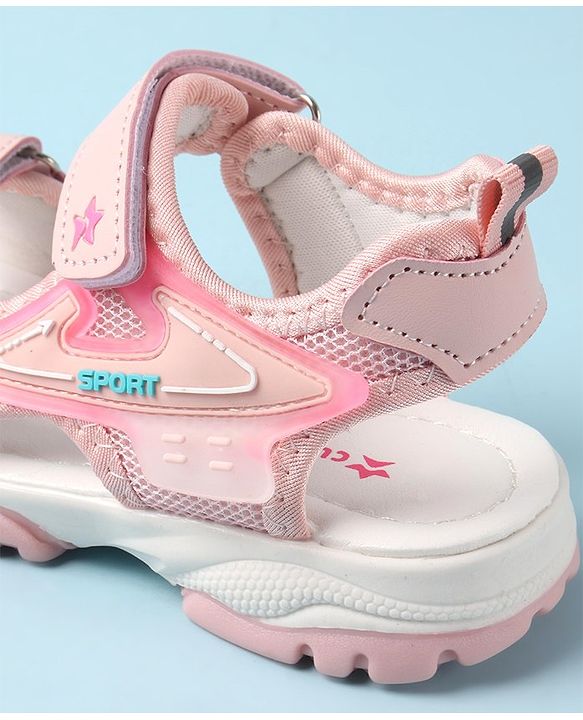 Cute Walk by Babyhug Sandal with Velcro Closure - Light Pink & White