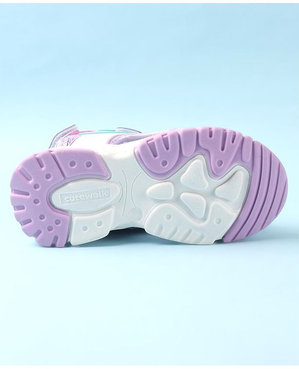 Cute Walk by Babyhug Sandal with Velcro Closure Heart Applique - Purple & White