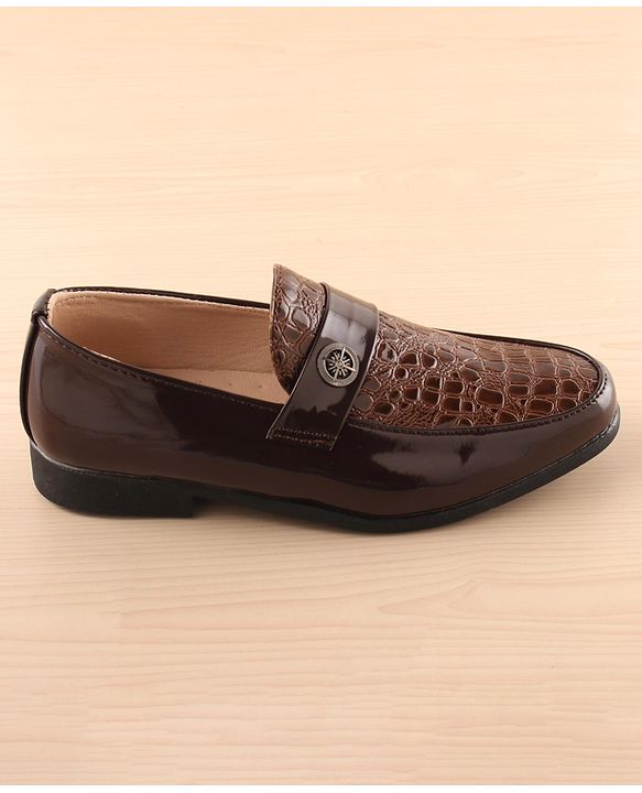 Pine Kids Slip On Party Wear Shoes - Dark Brown