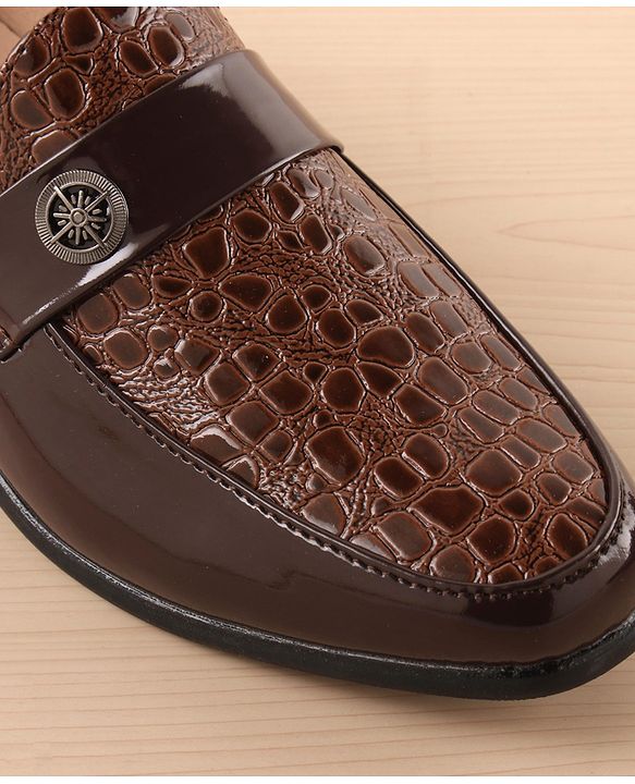 Pine Kids Slip On Party Wear Shoes - Dark Brown