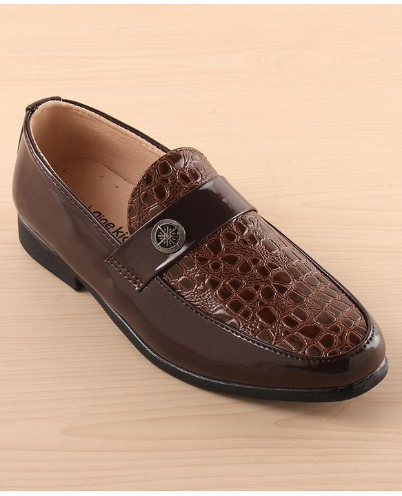 Pine Kids Slip On Party Wear Shoes - Dark Brown