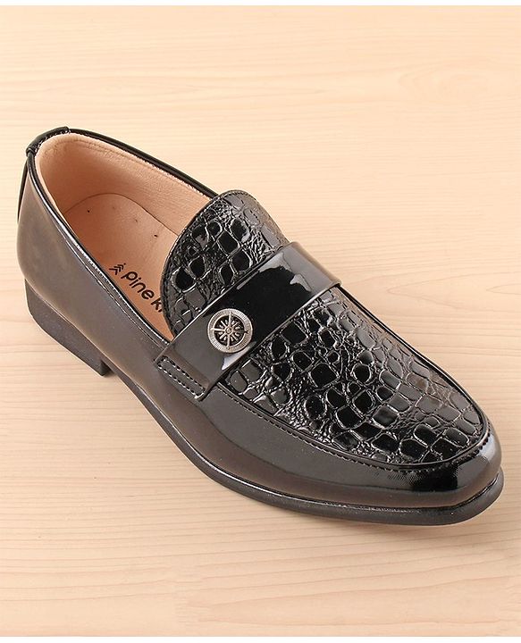 Pine Kids Slip On Party Wear Shoes - Black