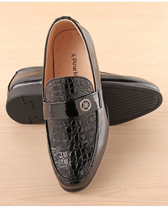 Pine Kids Slip On Party Wear Shoes - Black
