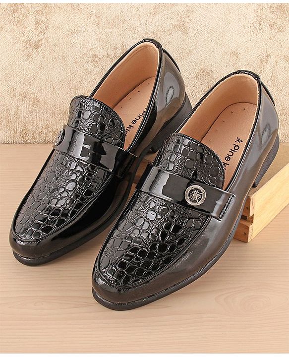 Pine Kids Slip On Party Wear Shoes - Black