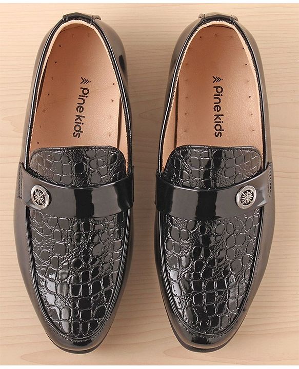 Pine Kids Slip On Party Wear Shoes - Black