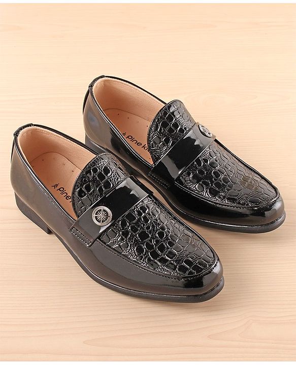 Pine Kids Slip On Party Wear Shoes - Black
