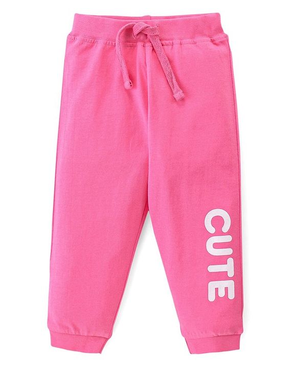 Babyhug Cotton Looper Full Length Lounge Pants Polka Dot & Cute Print Pack of 2 - Navy & Pink