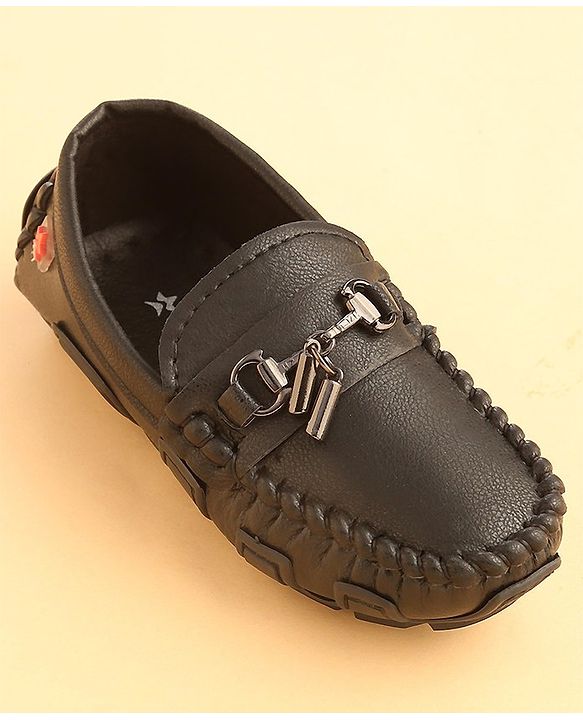 Cute Walk by Babyhug Slip On Solid Formal & Partywear Shoes with Chain Applique - Black