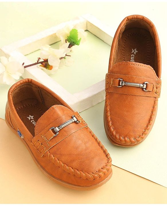Cute Walk by Babyhug Slip On Solid Formal & Party wear Shoes with Applique - Brown