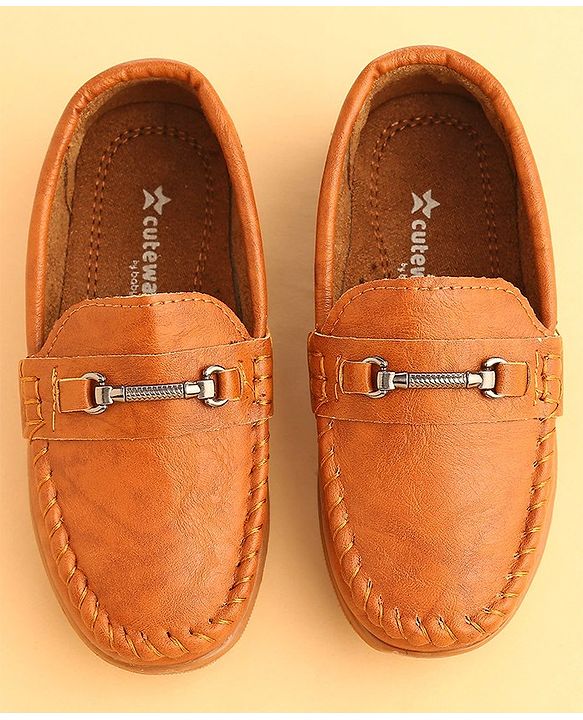 Cute Walk by Babyhug Slip On Solid Formal & Party wear Shoes with Applique - Brown