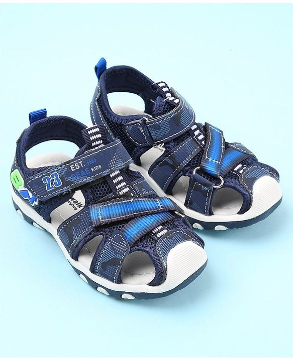 Cute Walk by Babyhug Sandals with Velcro Closure Number & Arrow Applique- Blue