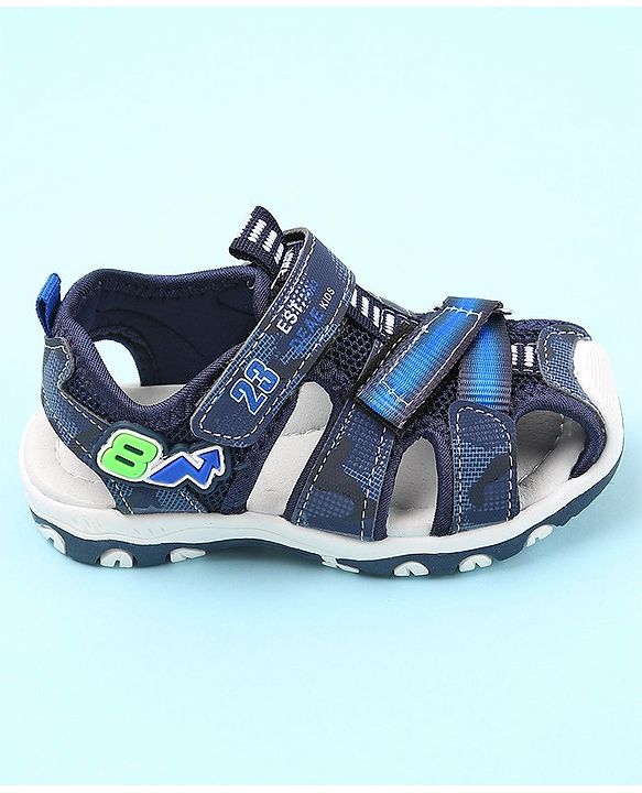 Cute Walk by Babyhug Sandals with Velcro Closure Number & Arrow Applique- Blue