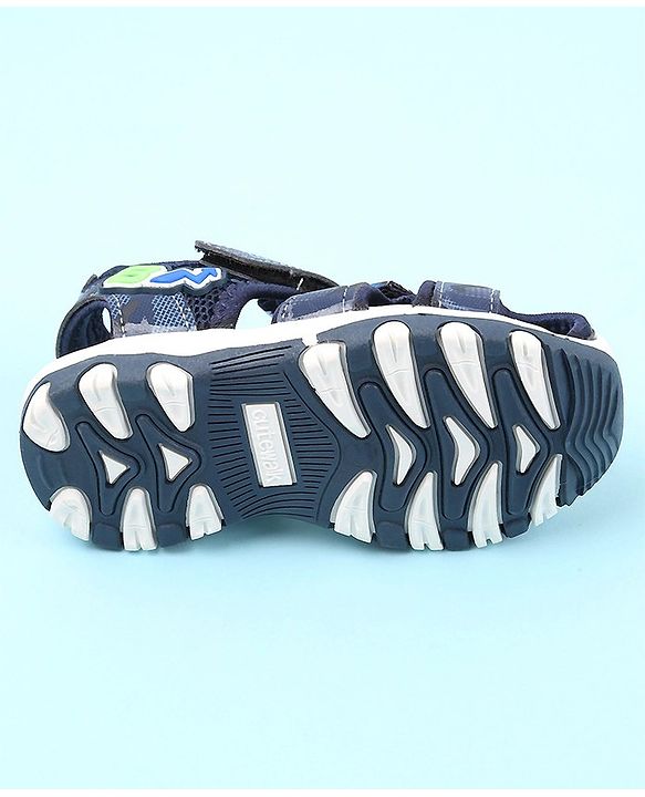 Cute Walk by Babyhug Sandals with Velcro Closure Number & Arrow Applique- Blue
