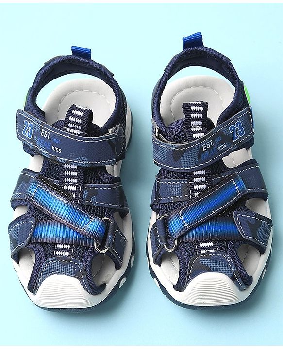 Cute Walk by Babyhug Sandals with Velcro Closure Number & Arrow Applique- Blue
