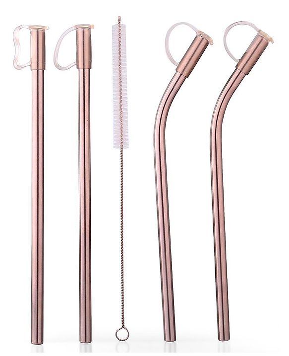 Babyhug Stainless Steel Straw Combo With Cover- Multicolor