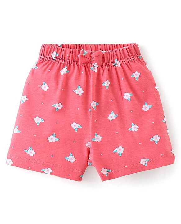 Babyhug Cotton Single Jersey Knit Shorts Floral Print Pack of 3- Multicolor