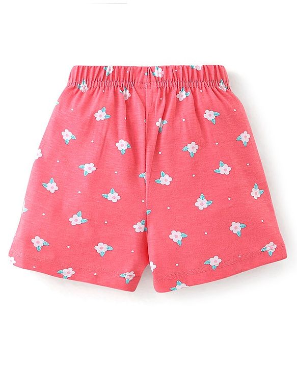 Babyhug Cotton Single Jersey Knit Shorts Floral Print Pack of 3- Multicolor