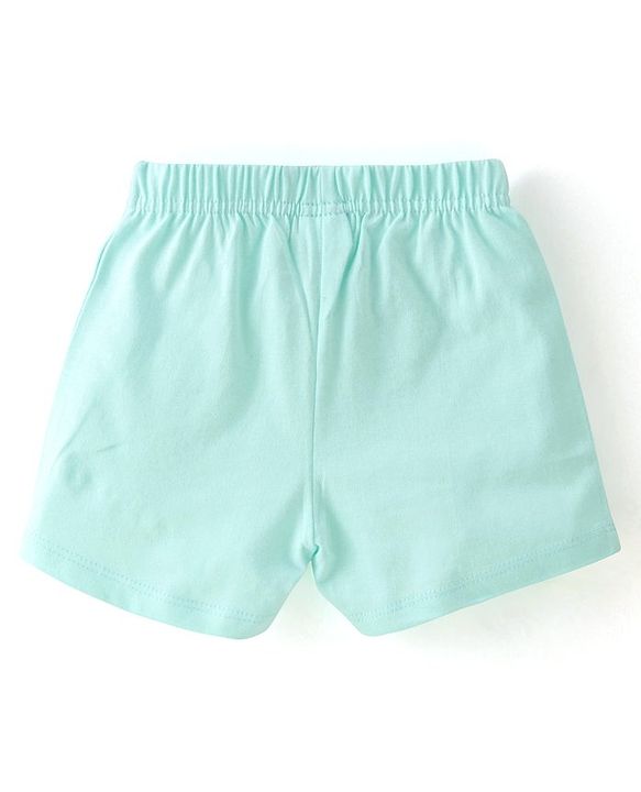 Babyhug Cotton Single Jersey Shorts With Flamingo & Heart Print Pack Of 3 - Pink Green & Blue