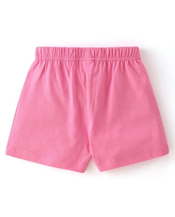 Babyhug Cotton Knit Single Jersey Shorts With Floral & Polka Dot Print Pack of 3 - Yellow Purple & Pink