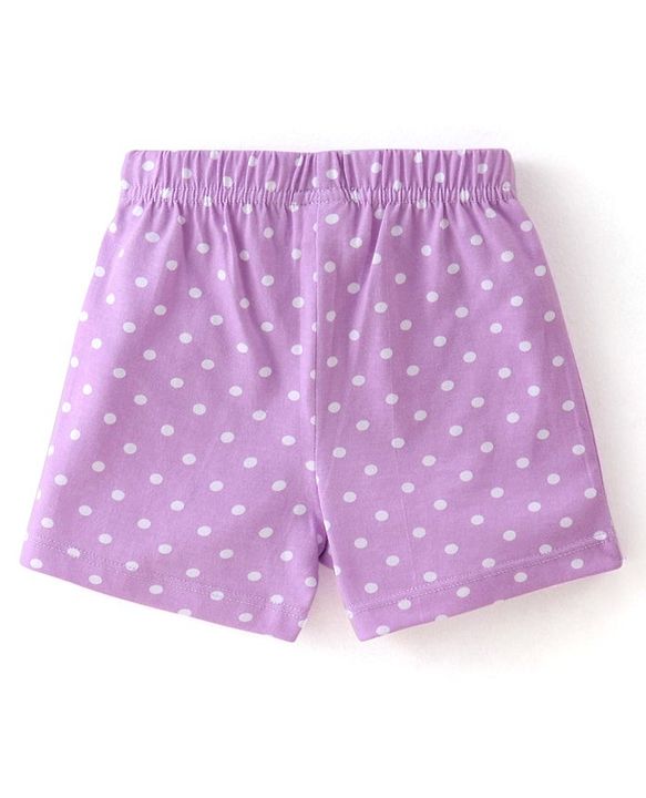 Babyhug Cotton Knit Single Jersey Shorts With Floral & Polka Dot Print Pack of 3 - Yellow Purple & Pink