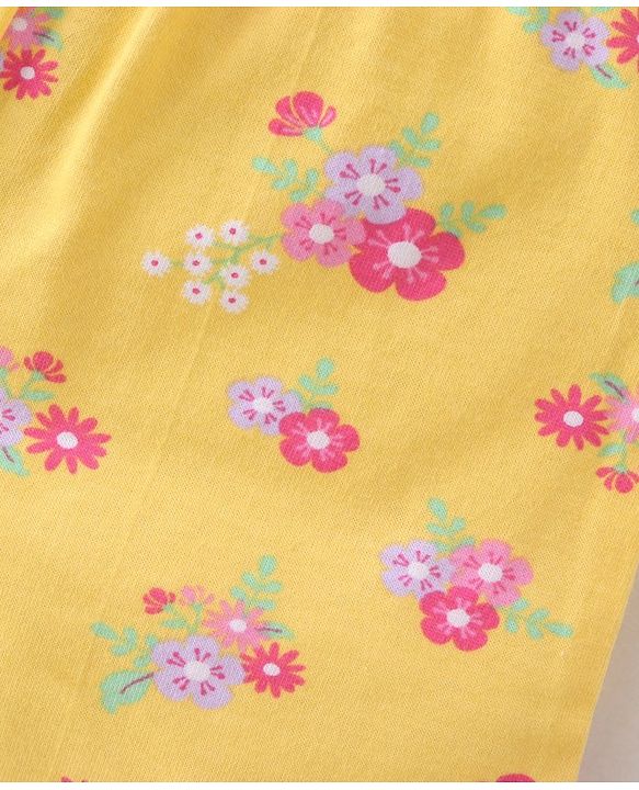 Babyhug Cotton Knit Single Jersey Shorts With Floral & Polka Dot Print Pack of 3 - Yellow Purple & Pink