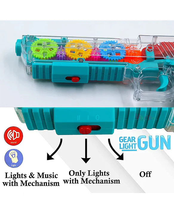 Sanjary Musical Transparent Glow Gear Gun with 3D Lights and Music