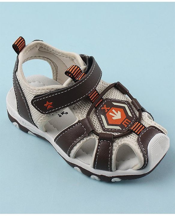 Cute Walk by Babyhug Sandals with Velcro Closure & Arrow Applique- Coffee Brown