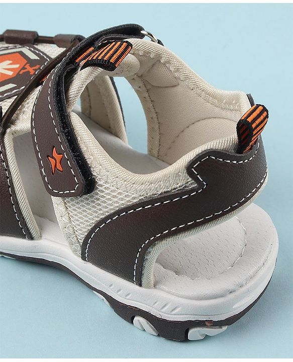 Cute Walk by Babyhug Sandals with Velcro Closure & Arrow Applique- Coffee Brown