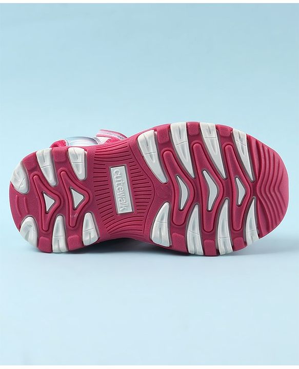 Cute Walk by Babyhug Sandals with Velcro and Heart Applique - Fuchsia
