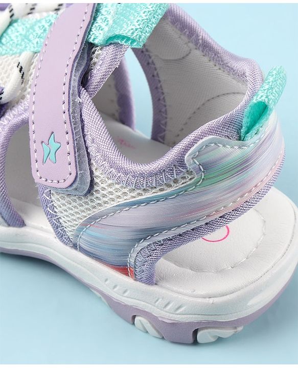 Cute Walk by Babyhug Sandals with Velcro and Heart Applique - Fuchsia