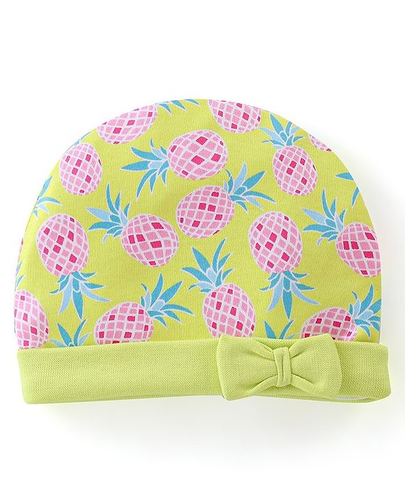 Babyhug 100% Cotton Interlock Knit Caps Polka Dot Print Pack of 2 - Multicolor